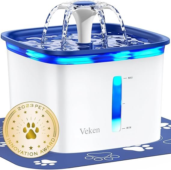Veken 95oz/2.8L Pet Fountain, Automatic Cat Water Fountain Dog Water Dispenser with Replacement Filters for Cats, Dogs, Multiple Pets