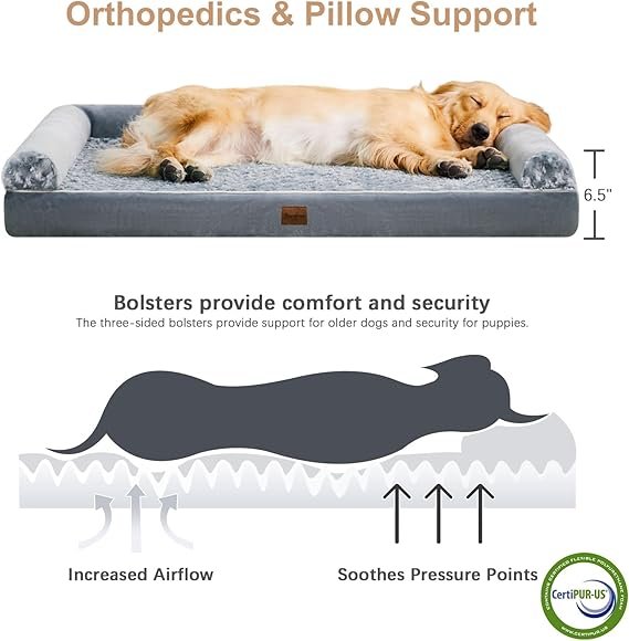BFPETHOME Dog Beds for Large Dogs, Orthopedic Dog Bed for Medium Large Dogs,Big Waterproof Couch Dog Pet Bed with Removable Washable Cover