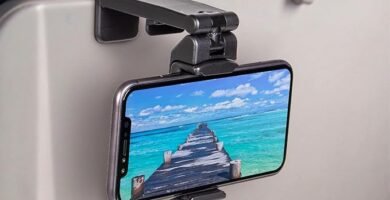 Perilogics Universal in Flight Airplane Phone Holder Mount. Hands Free Viewing with Multi-Directional Dual 360 Degree Rotation. Pocket Size Must Have Airplane Travel Essential Accessory for Flying