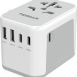 TESSAN Universal Travel Adapter, International Power Adapter 5.6A 3 USB C 2 USB A Ports, Plug Adaptor Travel Worldwide, Travel Charger Outlet Converter for Europe UK EU AUS (Type C/G/A/I)