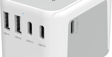 TESSAN Universal Travel Adapter, International Power Adapter 5.6A 3 USB C 2 USB A Ports, Plug Adaptor Travel Worldwide, Travel Charger Outlet Converter for Europe UK EU AUS (Type C/G/A/I)