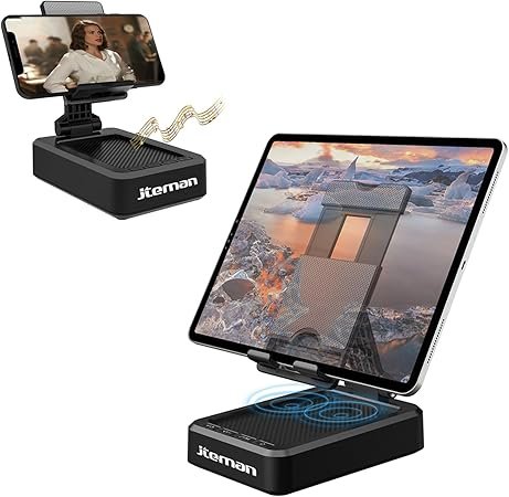 JTEMAN Tablet Phone Stand with Bluetooth Speakers,Kitchen Gadgets Phone Stand,Portable Phone Stand with Speaker,Gifts for Women and Men