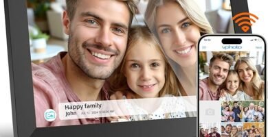 Digital Picture Frame WiFi 16GB, 10.1 Inch Digital Photo Frame, Share Photos to Electronic Picture Frame via App from Anywhere, 1280x800 Touch Screen, Auto-Rotate, Warm Gift for Family (Black)