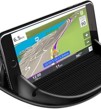 Loncaster Car Phone Holder, Car Phone Mount Silicone Car Pad Mat for Various Dashboards, Slip Free Desk Phone Stand Compatible with iPhone, Samsung, Android Smartphones, GPS Devices and More, Black