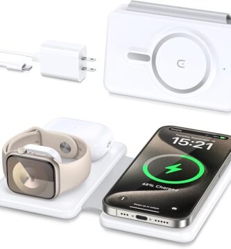 Magnetic Wireless Charger for iPhone: 3 in 1 Travel Charging Station for Apple Devices for iPhone 16 15 14 13 12 Pro Max Plus - Foldable Charging Pad for Apple Watch Series & Airpods 3 2 Pro